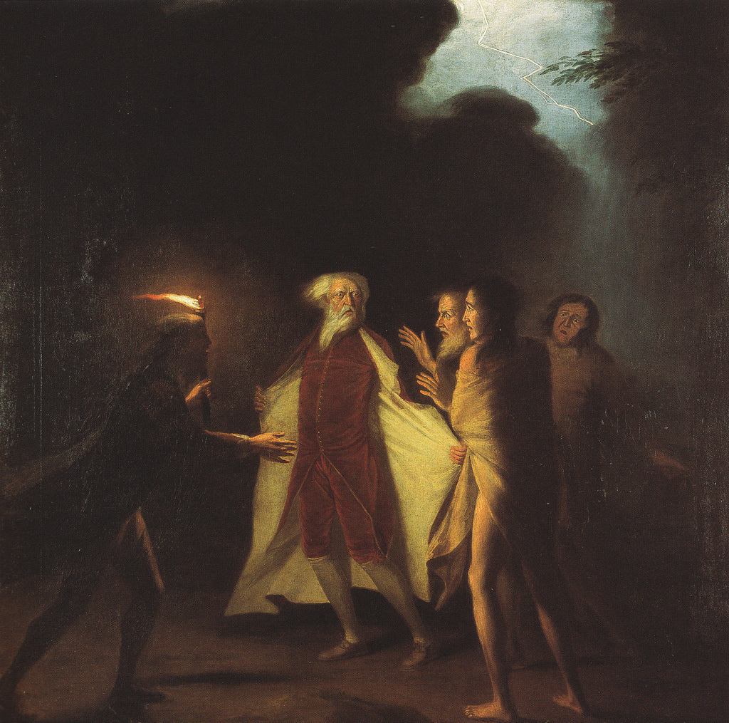 King Lear in the Tempest Tearing Off his Robes, vintage artwork by George Romney, 12x8" (A4) Poster