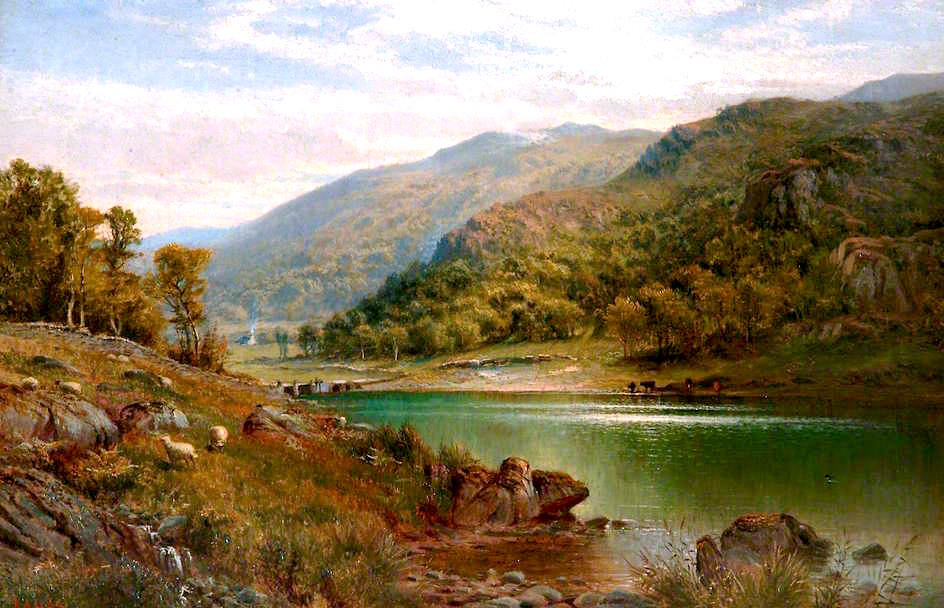 Llyn Mymby r, Capel Curig, vintage artwork by Alfred Augustus Glendening Sr., 12x8" (A4) Poster