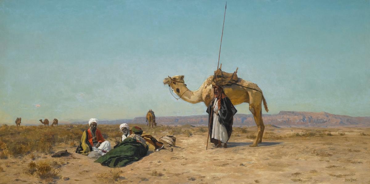 Rest in the Syrian Desert, vintage artwork by Eugen Felix Prosper Bracht, 12x8" (A4) Poster