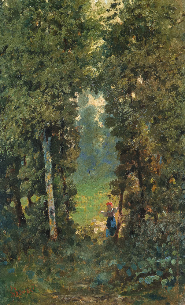 In the Woods, vintage artwork by Stafano Bruzzi, 12x8" (A4) Poster