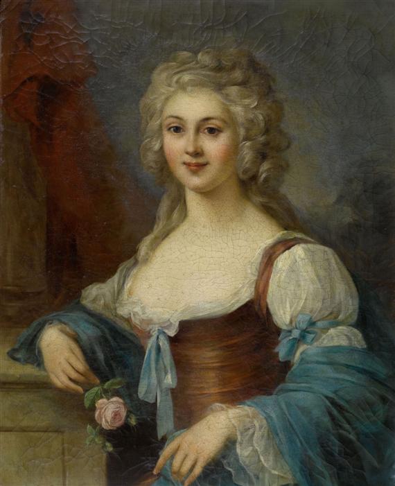 Portrait of Countess De Bernicourt, vintage artwork by Johann Ernst Heinsius, 12x8" (A4) Poster