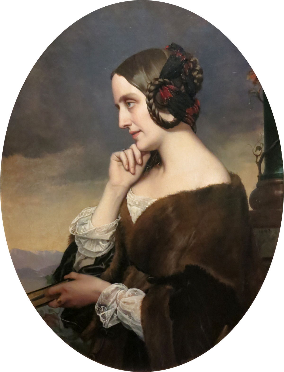 Portrait of Marie d’Agoult, vintage artwork by Henri Lehmann, A3 (16x12") Poster Print