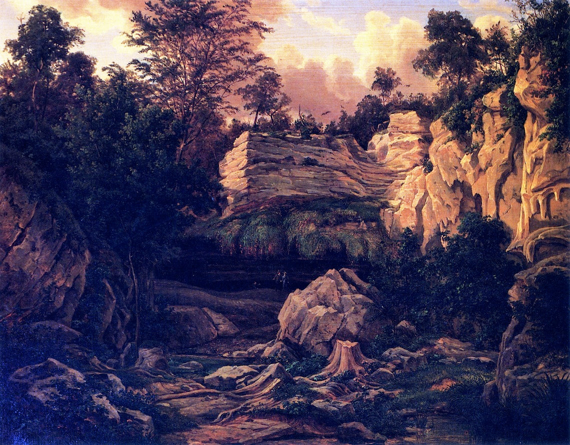 West Cave on the Pedernales, vintage artwork by Herman Lungkwitz, A3 (16x12") Poster Print