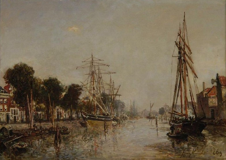 A Canal in Holland, vintage artwork by Johan Barthold Jongkind, A3 (16x12") Poster Print