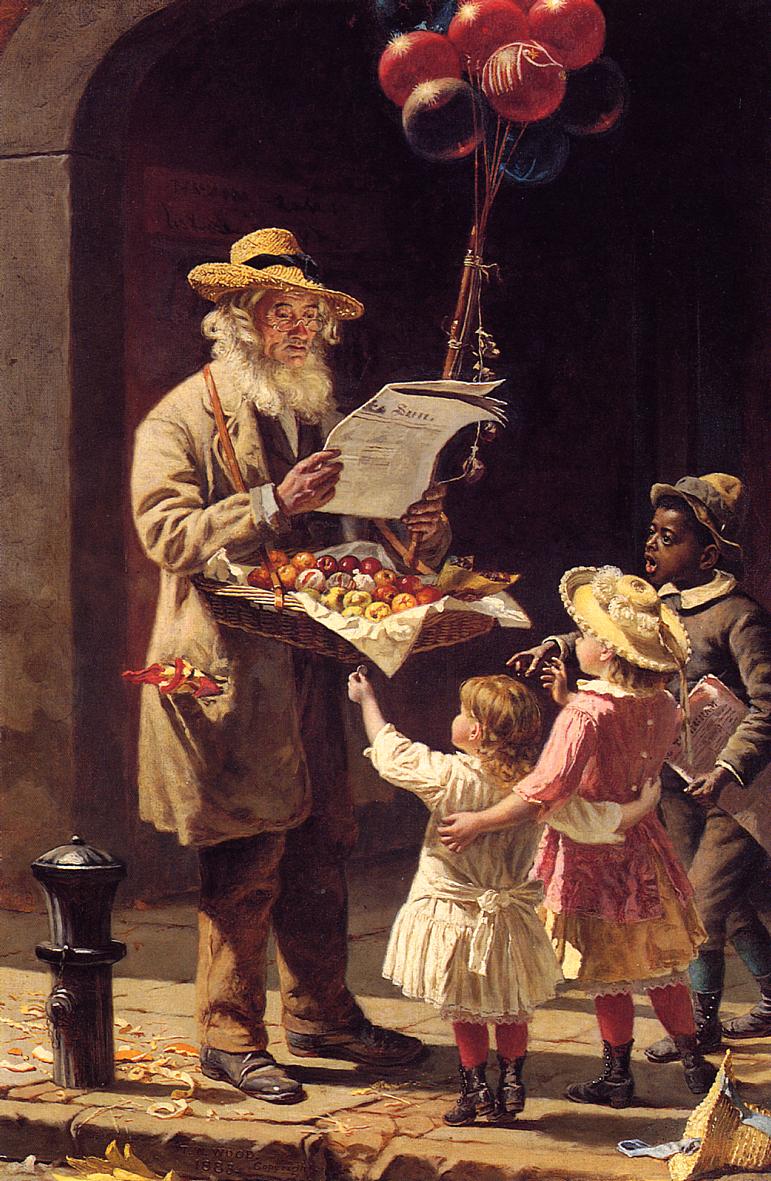 Neglecting Trade, vintage artwork by Thomas Waterman Wood, 12x8" (A4) Poster