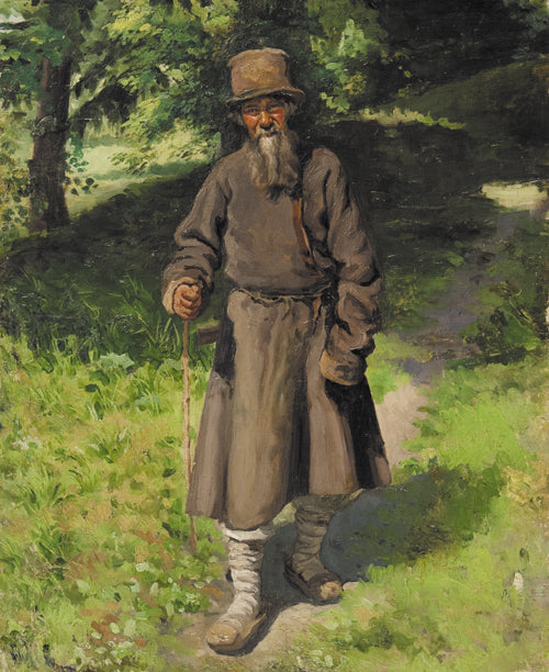 Peasant in the Forest, vintage artwork by Nikolai Aleksandrovich Yaroshenko, 12x8" (A4) Poster
