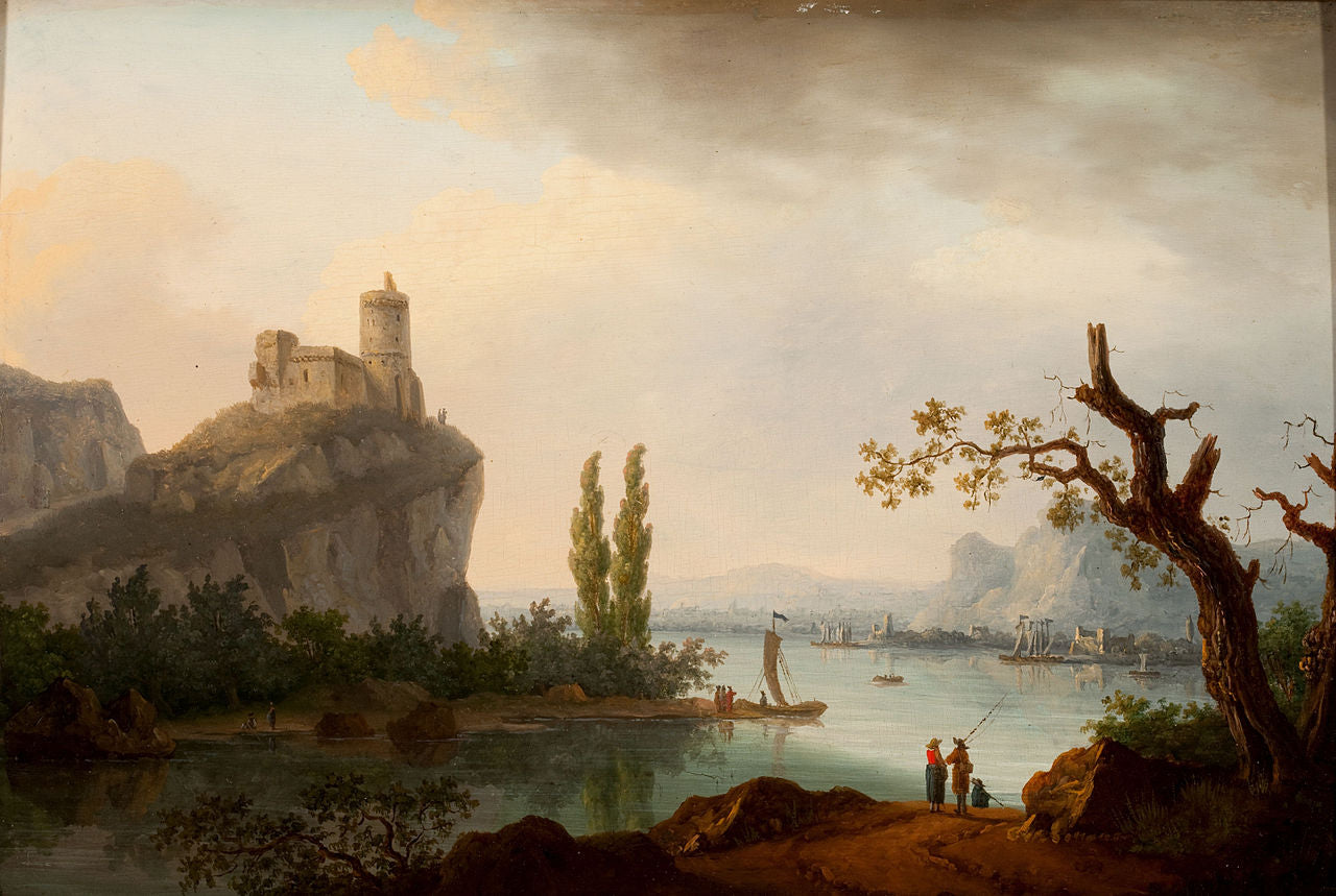 Rocky Coastline with Castle, vintage artwork by Jean-Joseph-Xavier Bidauld, 12x8" (A4) Poster
