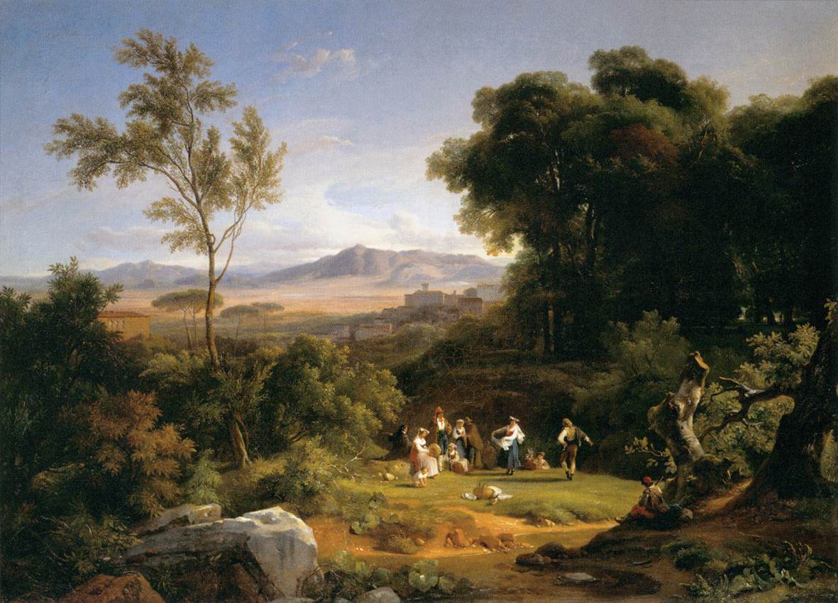 Landscape Inspired by the View of Frascati, vintage artwork by Achille-Etna Michallon, A3 (16x12") Poster Print