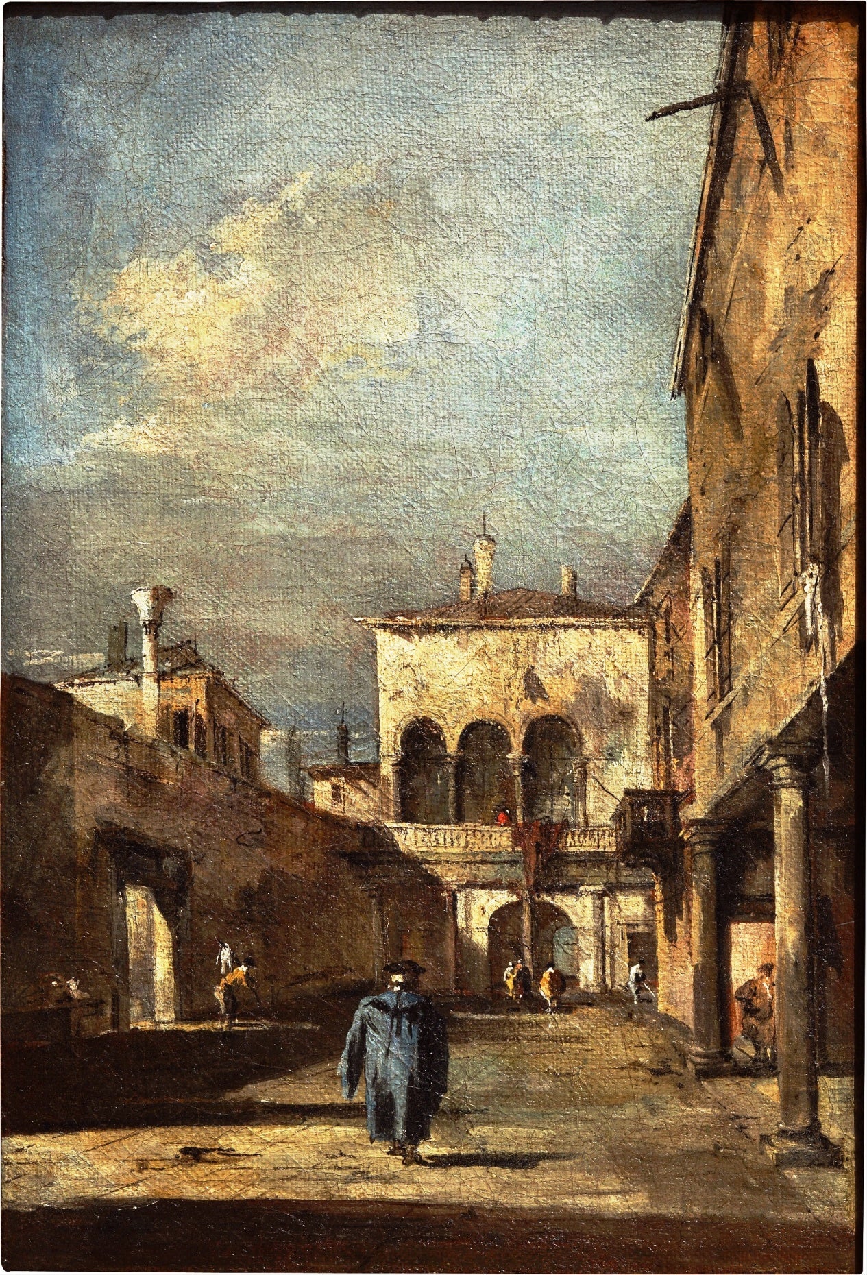 Architectural fantasy with a courtyard, vintage artwork by Francesco Guardi, 12x8" (A4) Poster