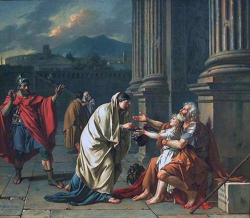 Belisarius Receiving Alms (small version), vintage artwork by Jacques-Louis David, 12x8" (A4) Poster