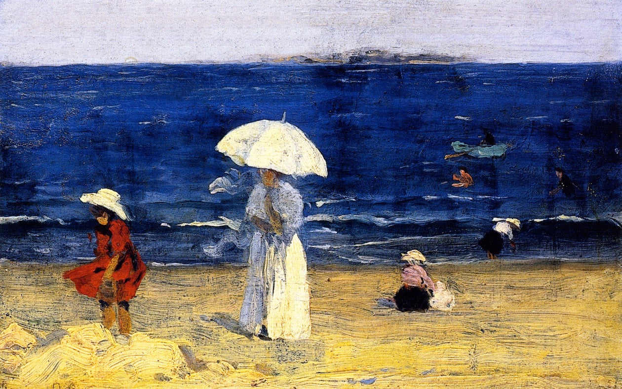 The Beach at Dinard by Clarence Gagnon,16x12(A3) Poster