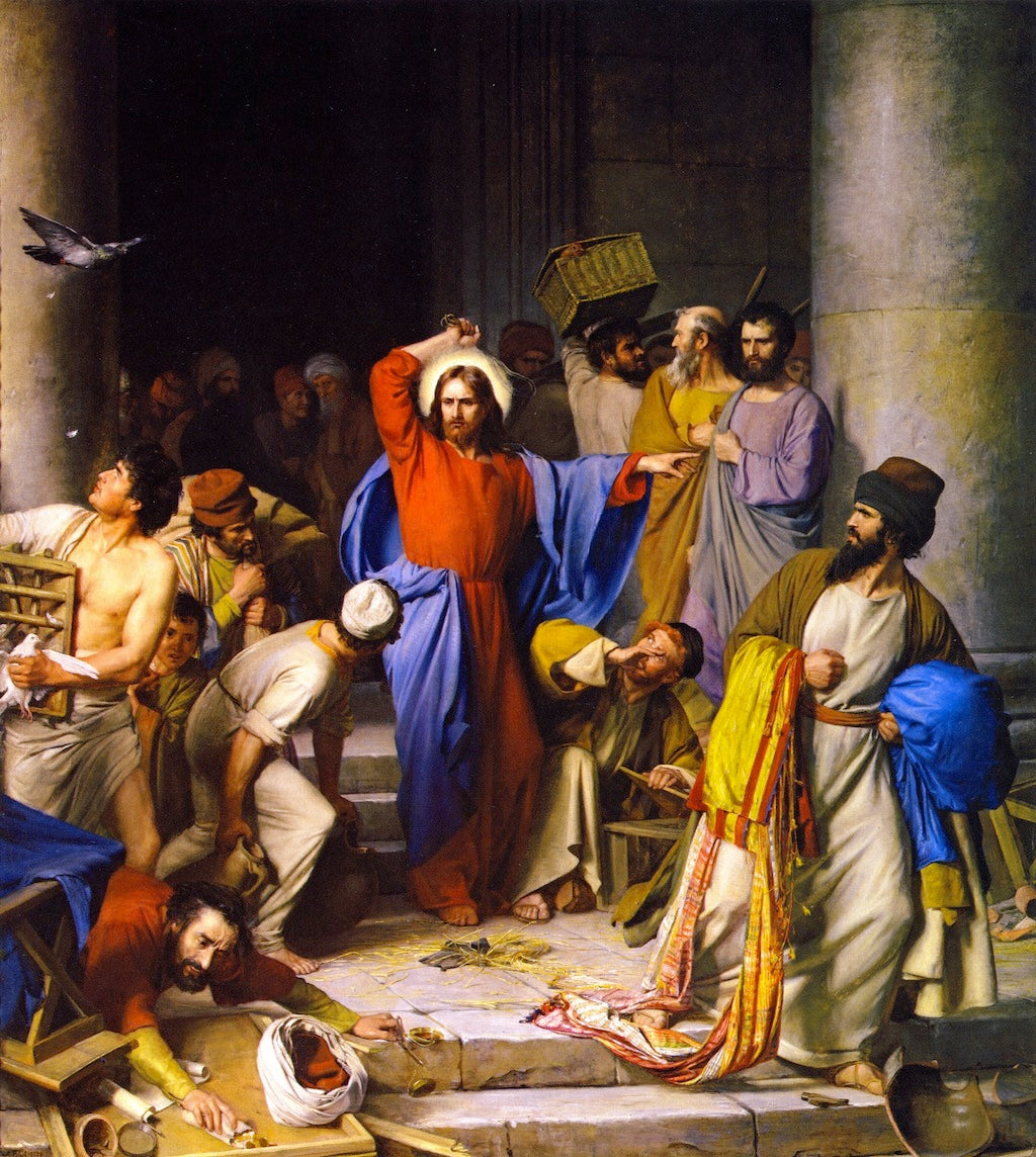 Cleansing of the Temple, vintage artwork by Carl Heinrich Bloch, 12x8" (A4) Poster