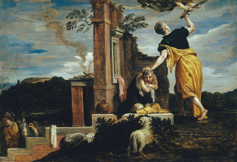 Abraham's Sacrifice of Isaac (after Veronese), vintage artwork by David Teniers (II), 12x8" (A4) Poster