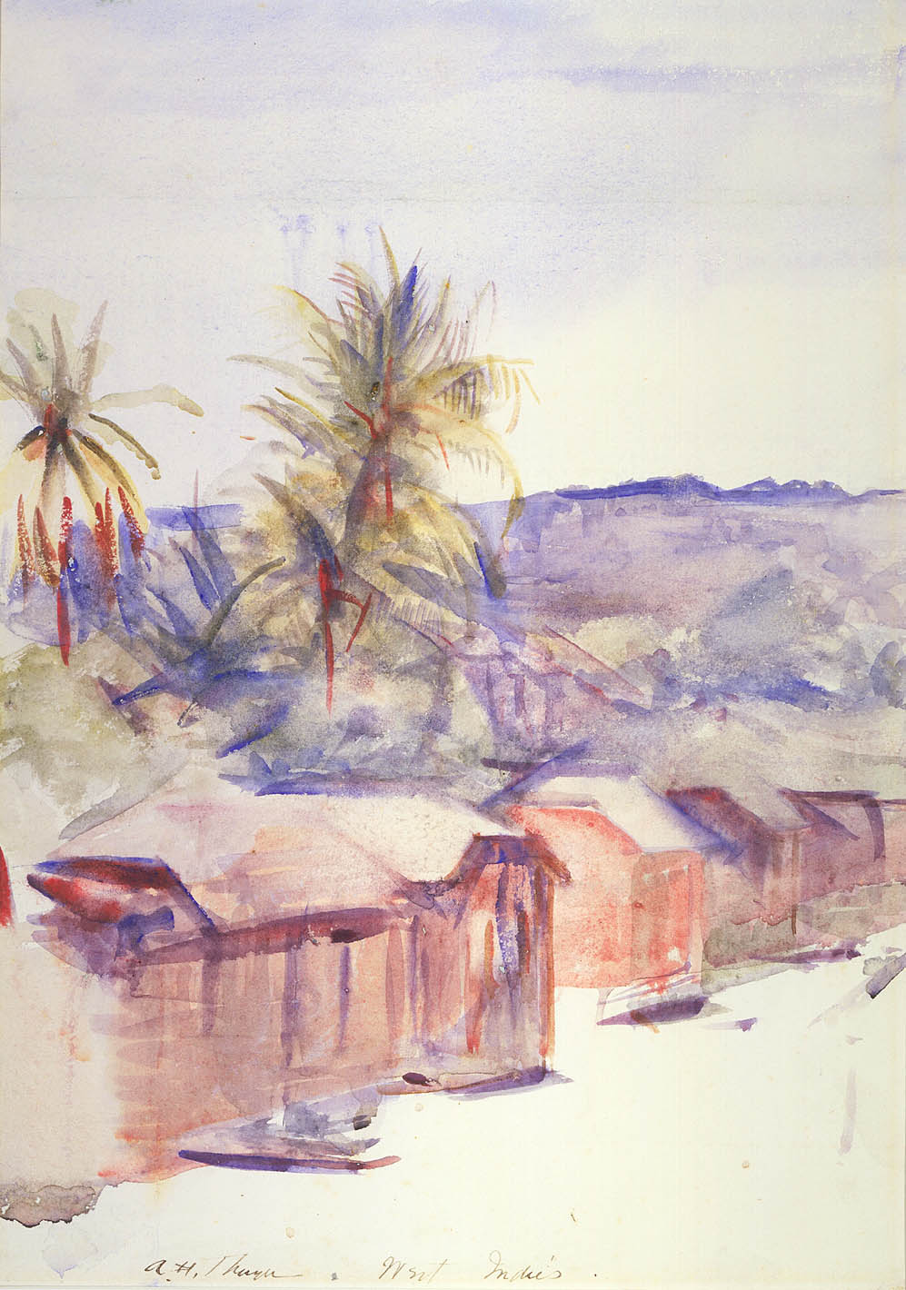 Village Street, Dominica, vintage artwork by Abbott Handerson Thayer, 12x8" (A4) Poster
