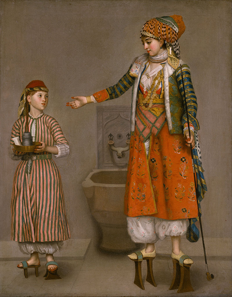 A Frankish Woman and Her Servant, vintage artwork by Jean-Étienne Liotard, 12x8" (A4) Poster