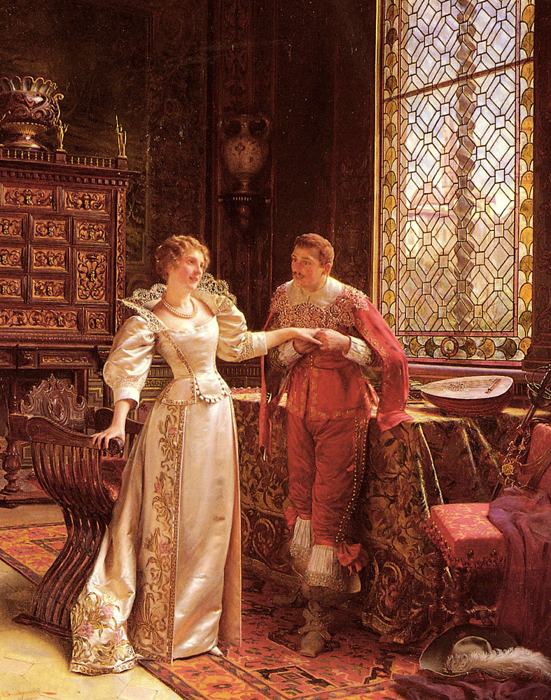 The Marriage Proposal, vintage artwork by Charles Joseph Frederick Soulacroix, 12x8" (A4) Poster