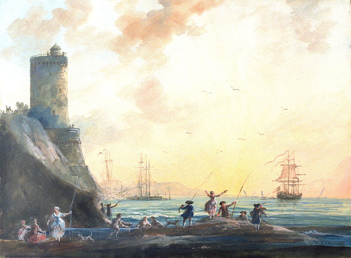 Harbor Scene, vintage artwork by Claude-Joseph Vernet, 12x8" (A4) Poster