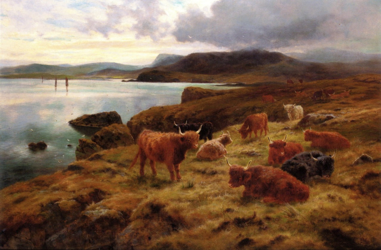 On the Cliffs at Shetland by Louis Bosworth Hurt,A3(16x12")Poster