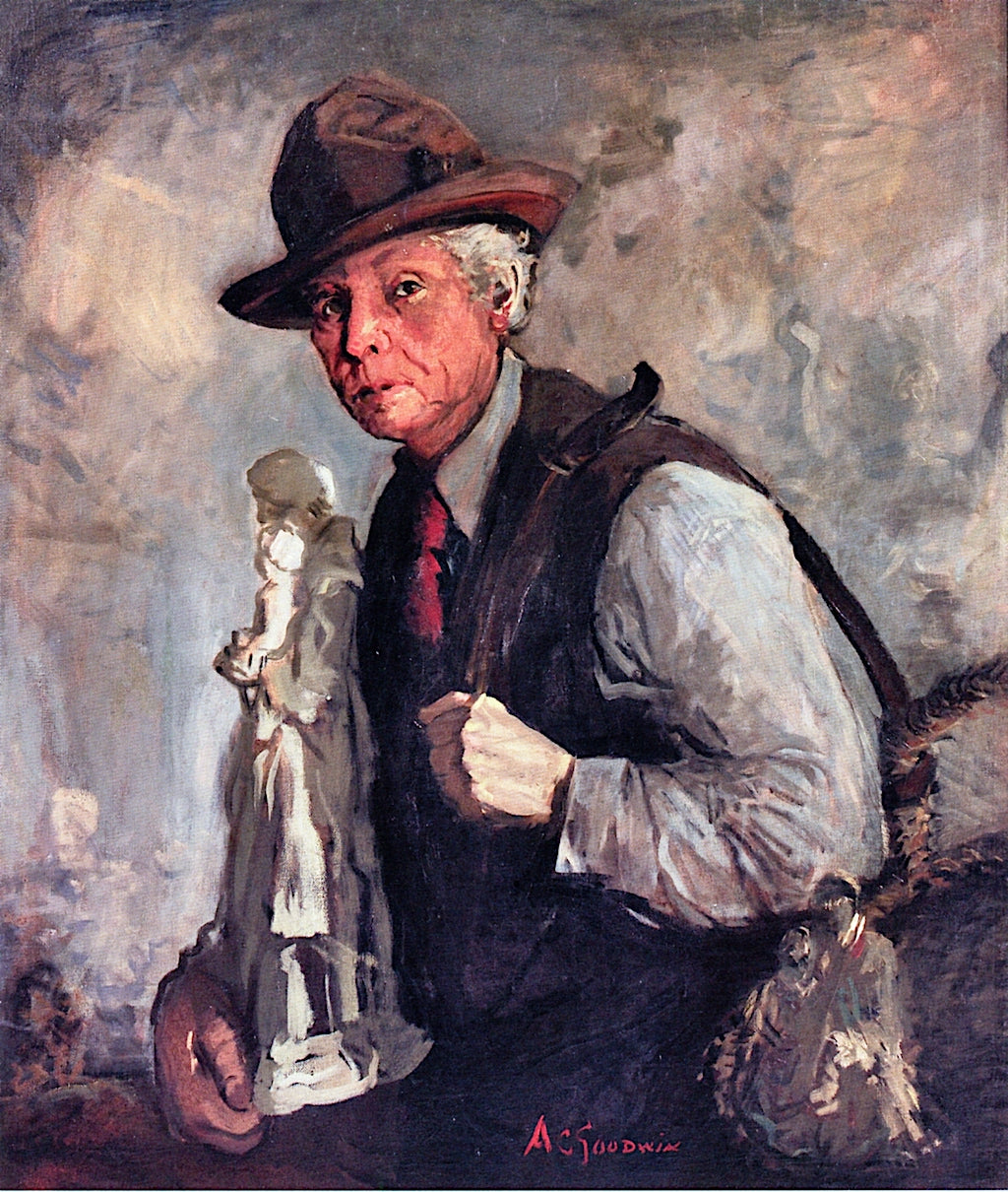 Statue Vendor, vintage artwork by Arthur Clifton Goodwin, 12x8" (A4) Poster