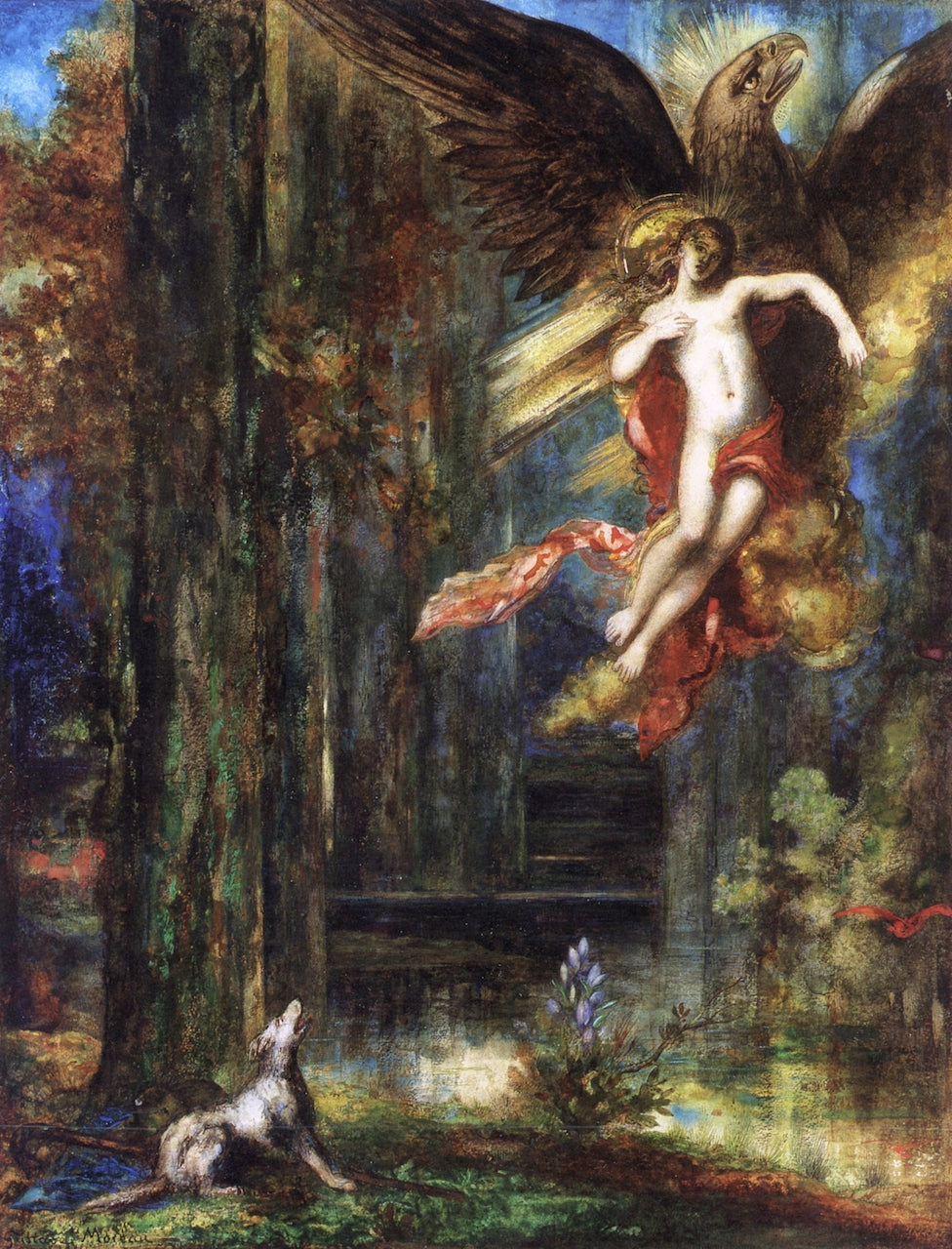 The Abduction of Ganymède, vintage artwork by Gustave Moreau, 12x8" (A4) Poster