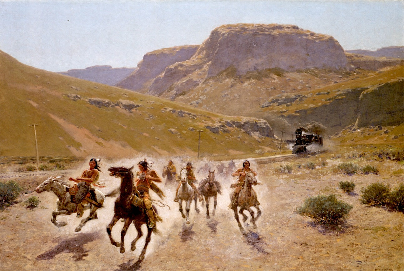 The Coming of the "Fire Horse", vintage artwork by Henry F. Farny, 12x8" (A4) Poster