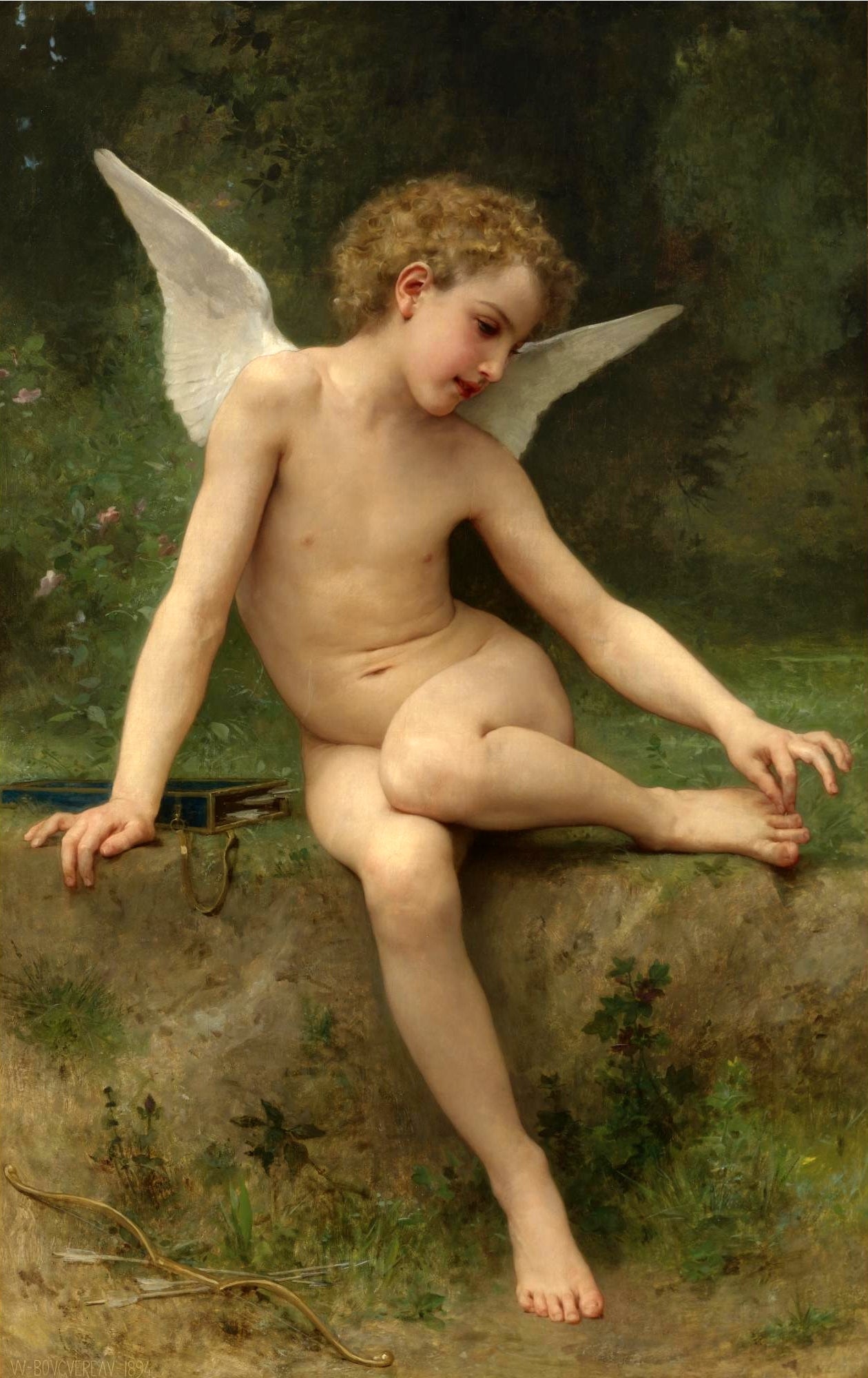 Cupid with Thorn, vintage artwork by William Bouguereau, 12x8" (A4) Poster
