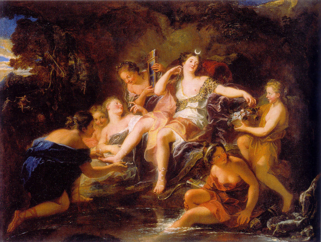 Diana at the Bath, vintage artwork by Antoine Coypel II, 12x8" (A4) Poster