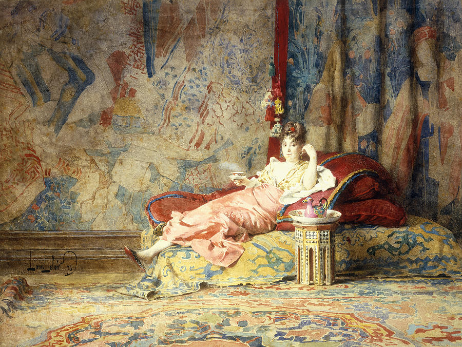Harem Beauty, vintage artwork by Alexander Louis Leloir, 12x8" (A4) Poster