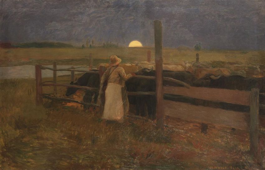 Moonrise, vintage artwork by Bela Iványi Grünwald, 12x8" (A4) Poster