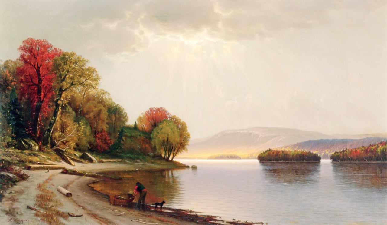 Sunlight through the Clouds, vintage artwork by John Carleton Wiggins, 12x8" (A4) Poster