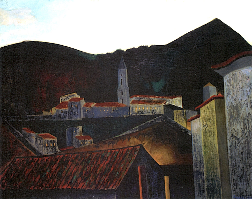 Mura Lucano, vintage artwork by Joseph Stella, 12x8" (A4) Poster