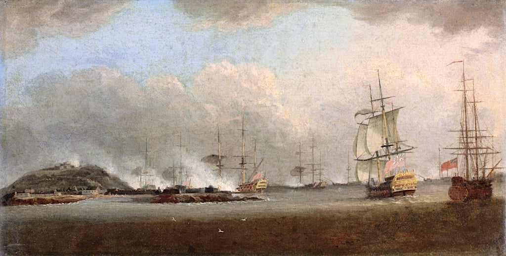 The Attach on the Island of Goree..., vintage artwork by Dominic Serres, 12x8" (A4) Poster