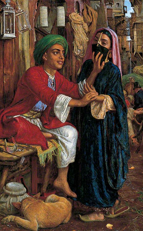 Cairo Street Scene: The Lantern Maker's Courtship, vintage artwork by William Holman Hunt, 12x8" (A4) Poster
