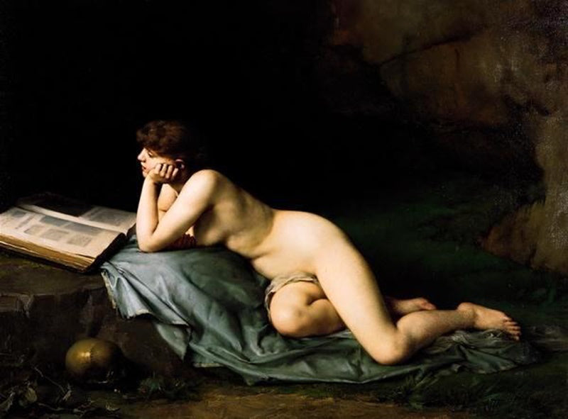 Mary Magdalen in the Desert, vintage artwork by Emmanuel Benner, 12x8" (A4) Poster