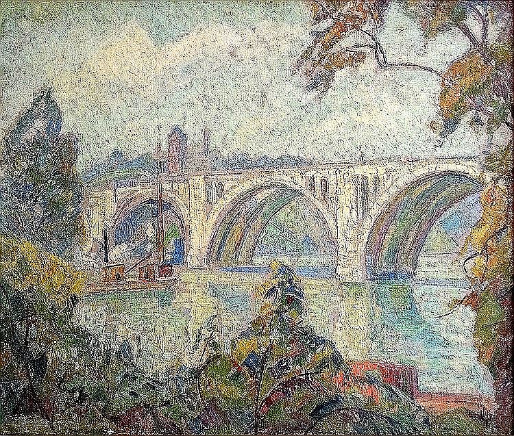 Key Bridge, Washington, D.C., vintage artwork by Edgar Nye, 12x8" (A4) Poster