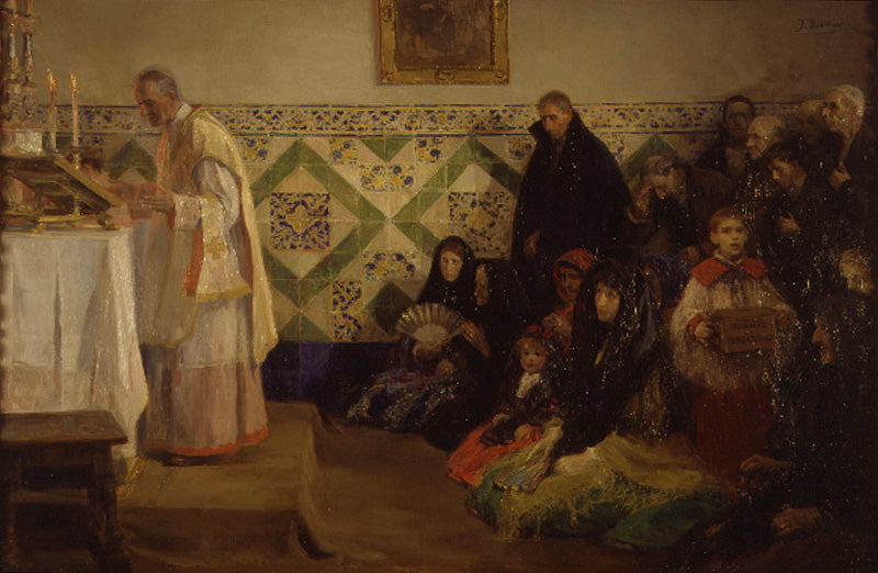 La Misa, vintage artwork by Jose Benlliure Gil, 12x8" (A4) Poster