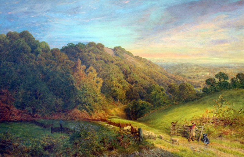 Bringing Home the Sheep, vintage artwork by John Clayton Adams, 12x8" (A4) Poster