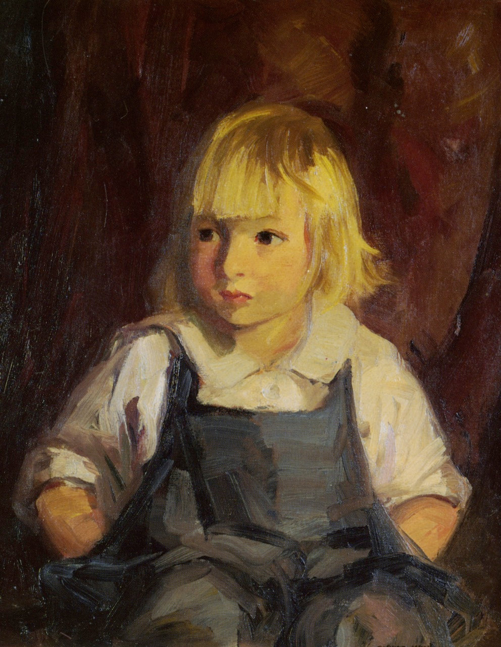 Boy in Blue Overalls, vintage artwork by Robert Henri, 12x8" (A4) Poster