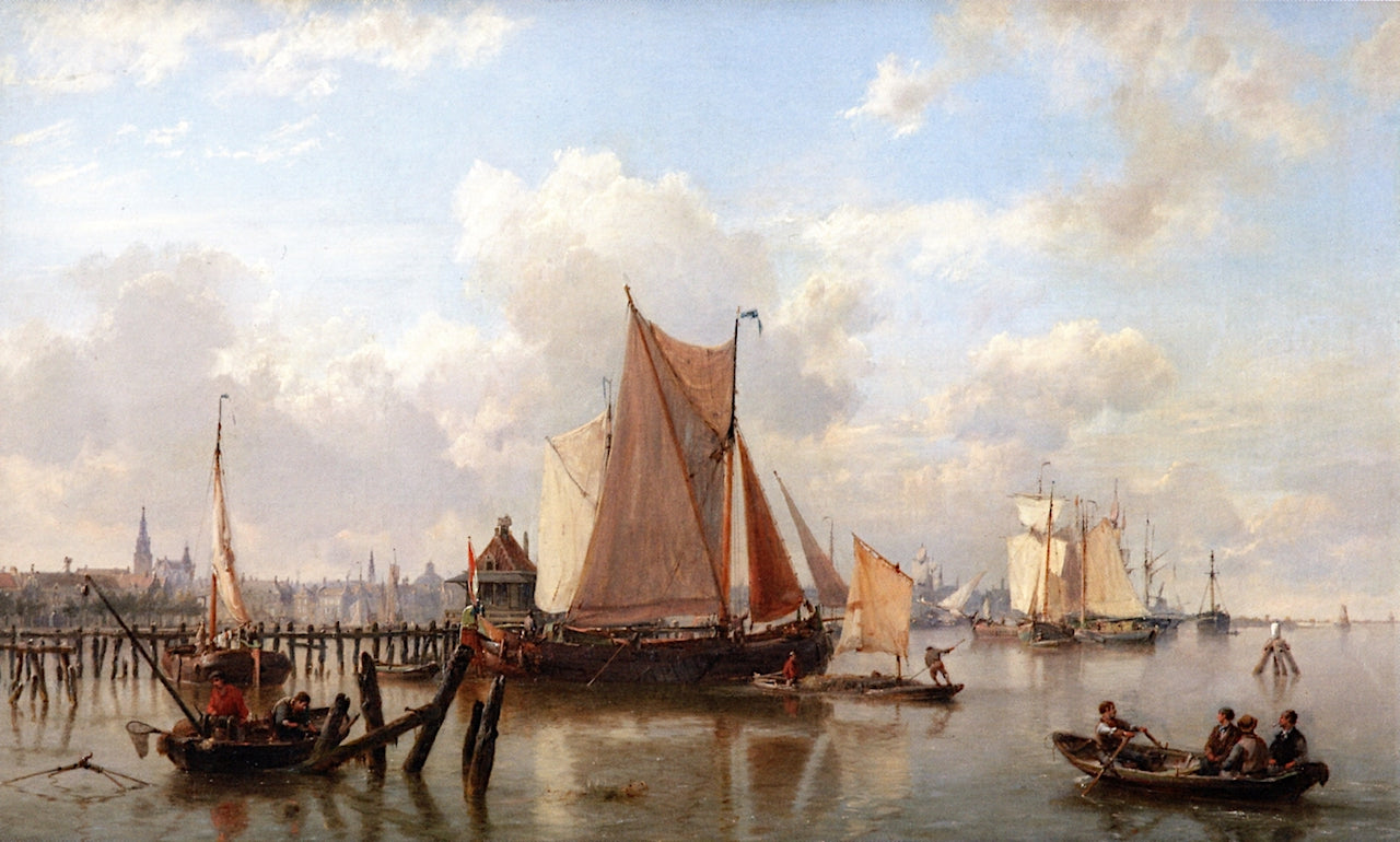 A Busy Day on the IJ, Amsterdam in the Distance, vintage artwork by Hermanus Koekkoek The Elder, A3 (16x12") Poster Print