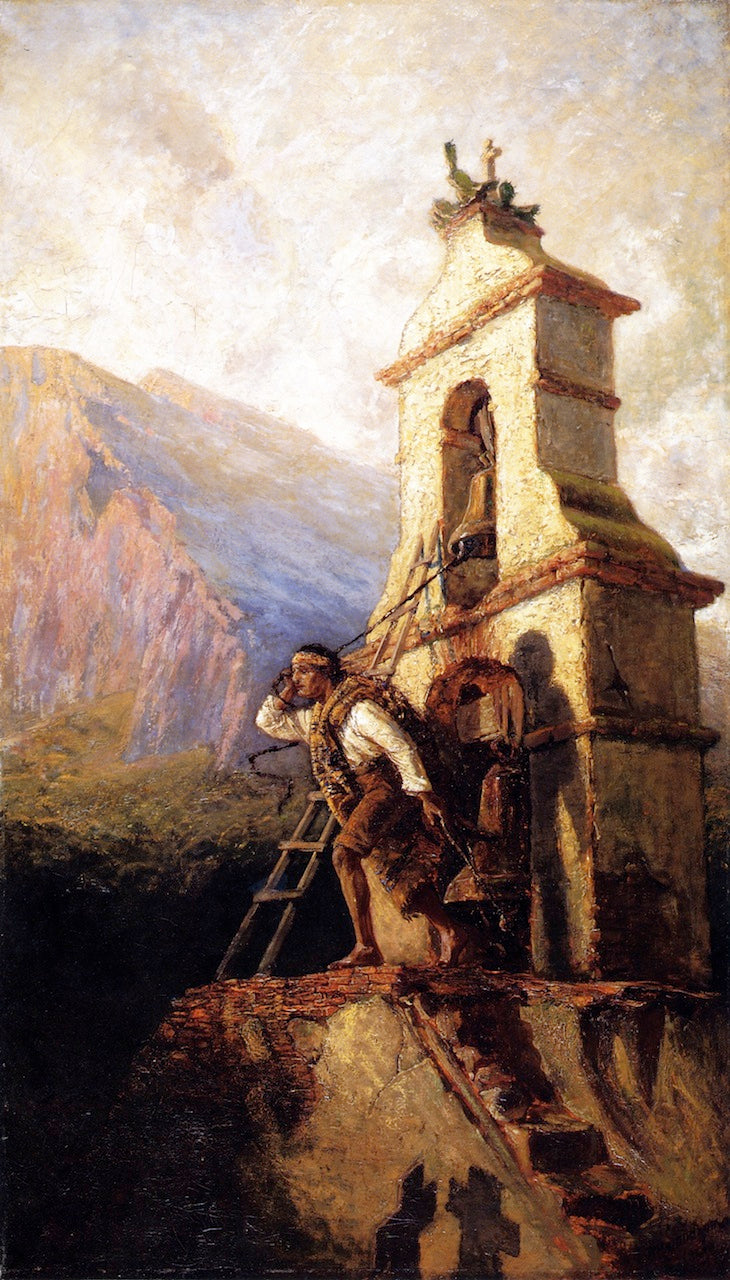 Toll for Sunrise Mass, Pala Mission, vintage artwork by Henry Sandham, 12x8" (A4) Poster