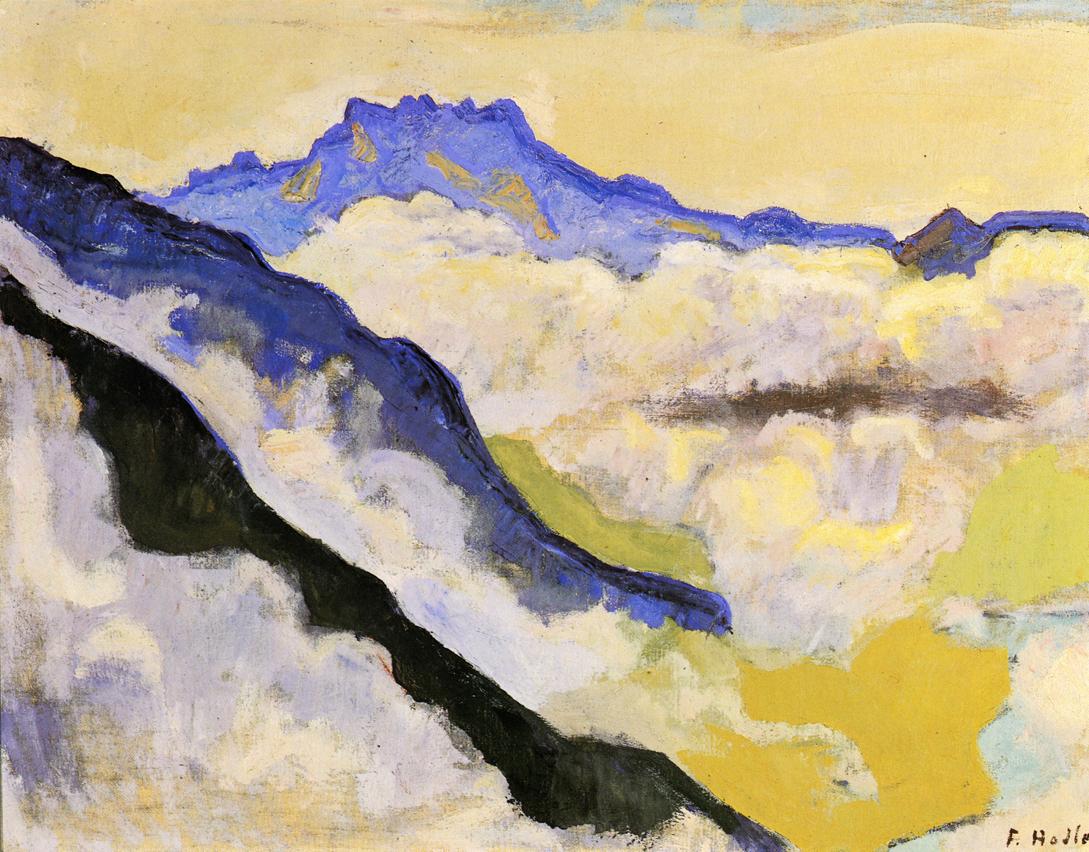The Dents du Midi from Caux, vintage artwork by Ferdinand Hodler, 12x8" (A4) Poster
