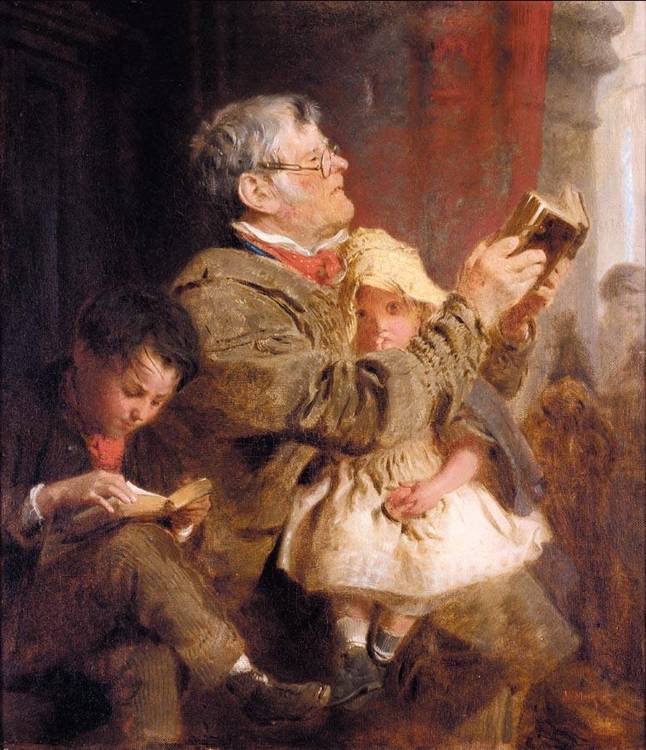 Reading the Text, vintage artwork by John Morgan, 12x8" (A4) Poster