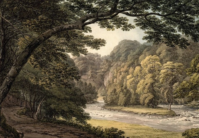 A River Gorge at Downton, Salop, vintage artwork by Thomas Hearne, 12x8" (A4) Poster