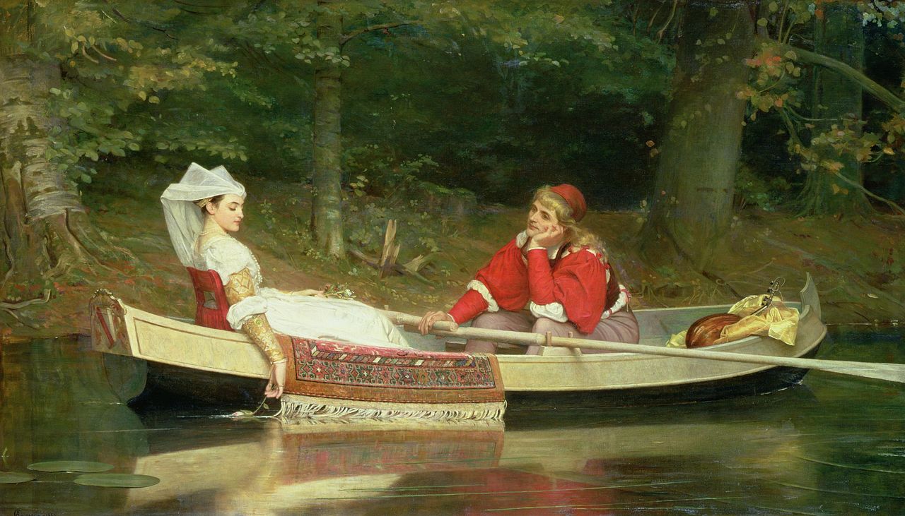 On the River, vintage artwork by Philip Hermogenes Calderon, 12x8" (A4) Poster
