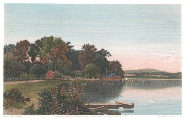 Mouth of the Moodna on the Hudson River, vintage artwork by David Johnson, 12x8" (A4) Poster