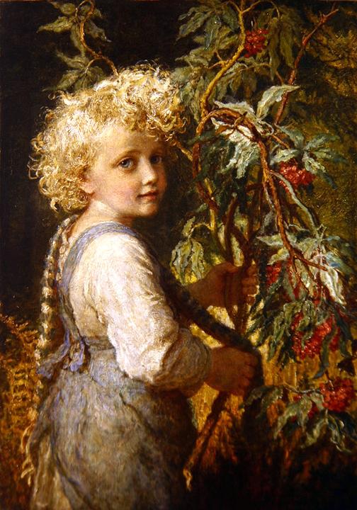 Gathering Red Berries, vintage artwork by Karl Wilhelm Friedrich Bauerle, 12x8" (A4) Poster