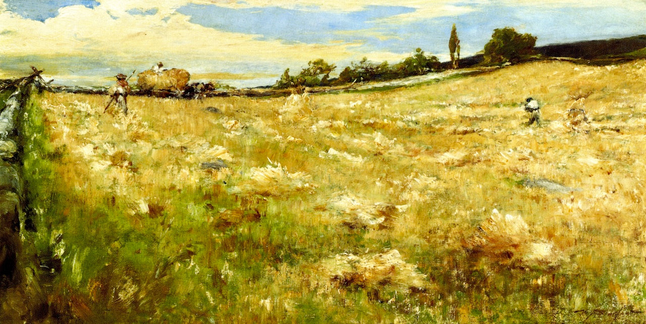 Wheat Fields, Vermont, vintage artwork by Walter Shirlaw, 12x8" (A4) Poster
