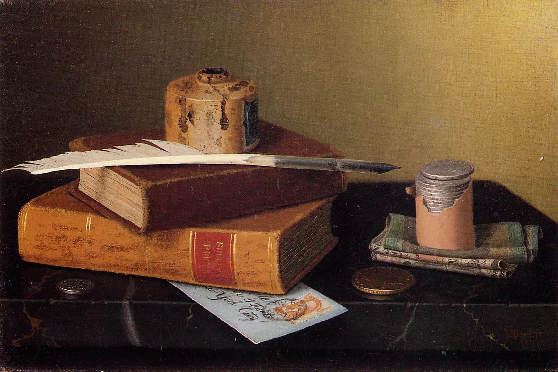 The Banker's Table, vintage artwork by William Michael Harnett, 12x8" (A4) Poster