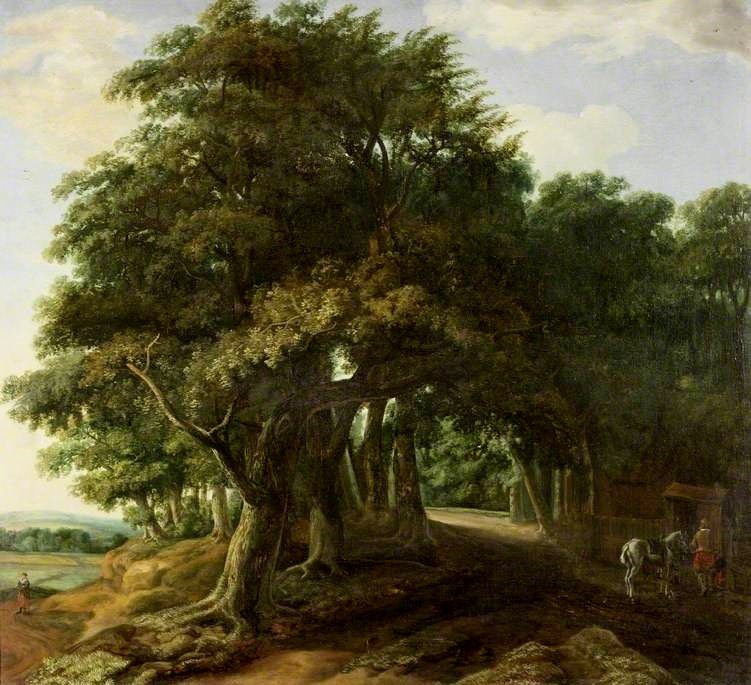 Landscape: The Edge of a Wood, vintage artwork by Attributed to Philips Koninck, 12x8" (A4) Poster