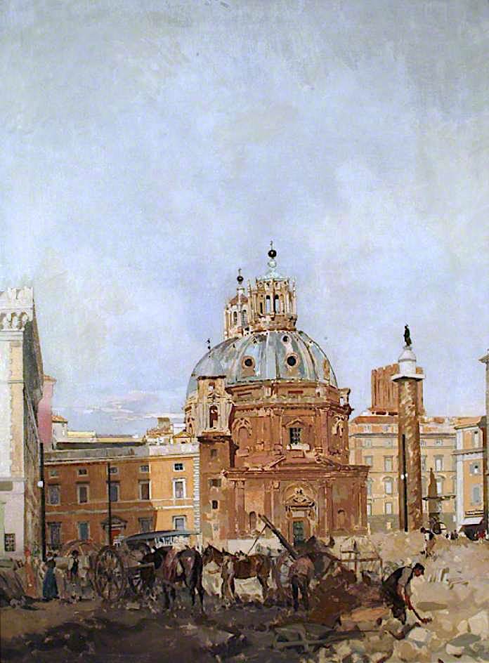 The Forum with Trajan’s Column, Rome, vintage artwork by James Kerr-Lawson, 12x8" (A4) Poster